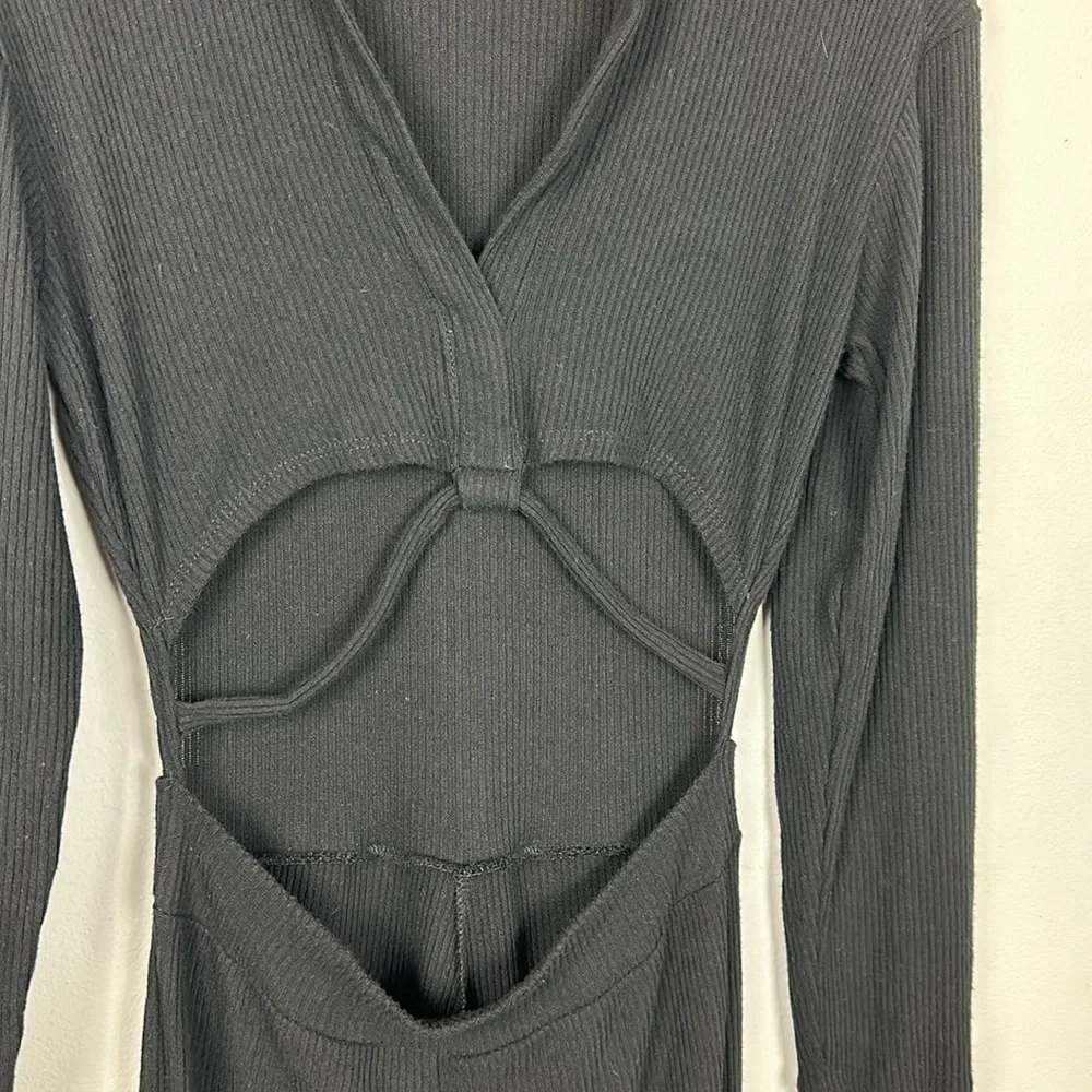 Free People LNA Emily Ribbed Jumpsuit Size Small Black